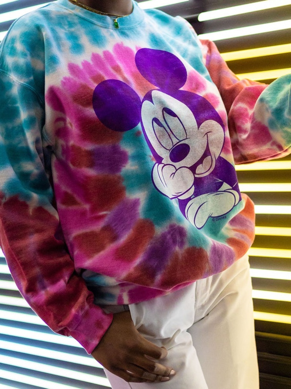 Disney Mickey Mouse Tie Dye Crewneck Sweatshirt Size M